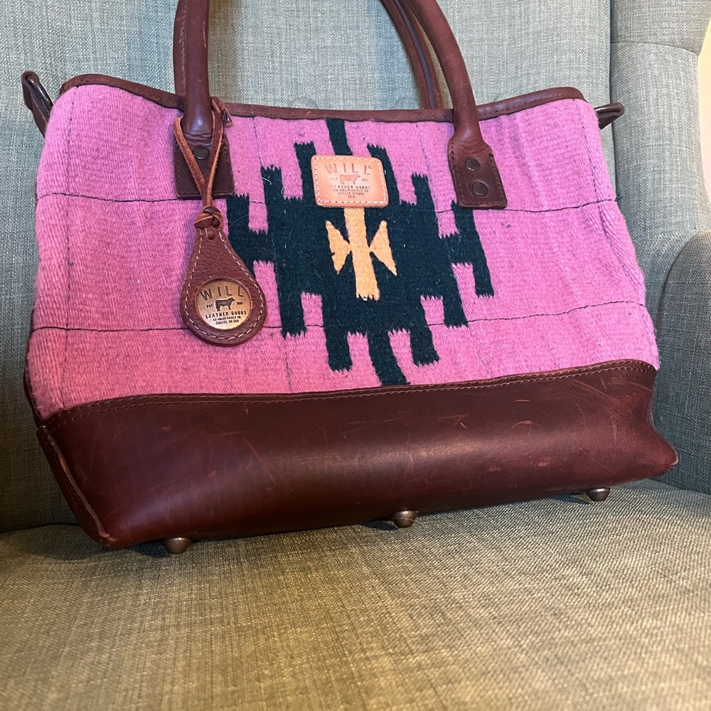 Will Leather Goods Pink and Brown Oaxaca Tote Bag